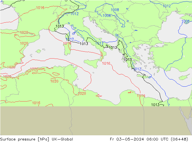 Atmosférický tlak UK-Global Pá 03.05.2024 06 UTC