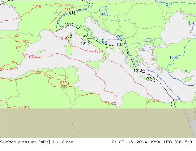 Luchtdruk (Grond) UK-Global vr 03.05.2024 09 UTC