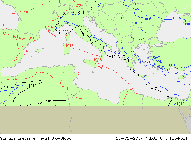 Atmosférický tlak UK-Global Pá 03.05.2024 18 UTC