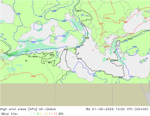 Izotacha UK-Global śro. 01.05.2024 12 UTC