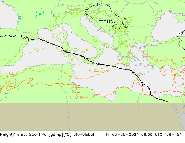 Height/Temp. 850 hPa UK-Global Pá 03.05.2024 06 UTC
