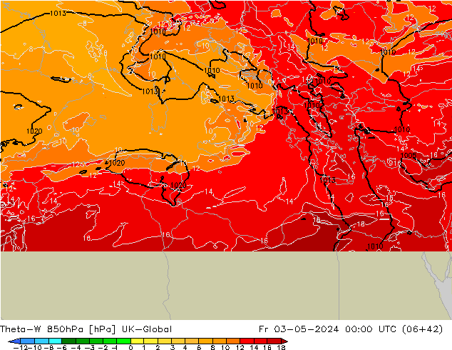 Theta-W 850hPa UK-Global vr 03.05.2024 00 UTC