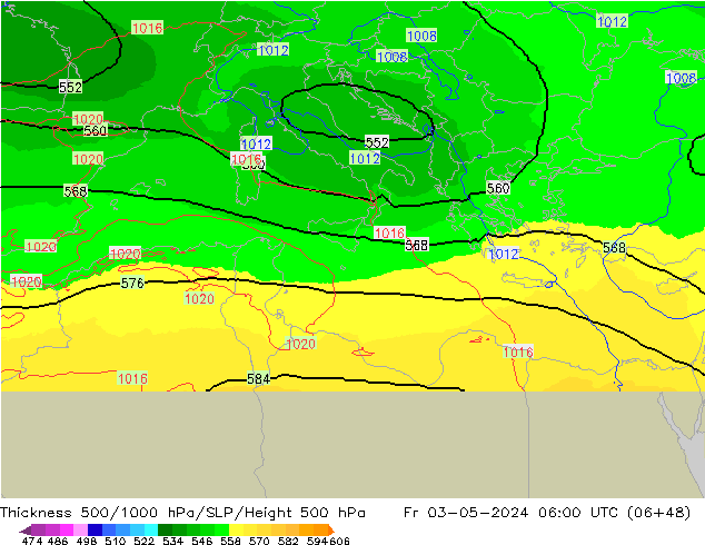Thck 500-1000hPa UK-Global Fr 03.05.2024 06 UTC