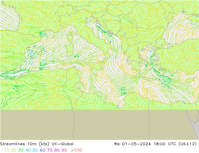 Streamlines 10m UK-Global We 01.05.2024 18 UTC