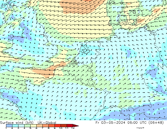 wiatr 10 m (bft) UK-Global pt. 03.05.2024 06 UTC
