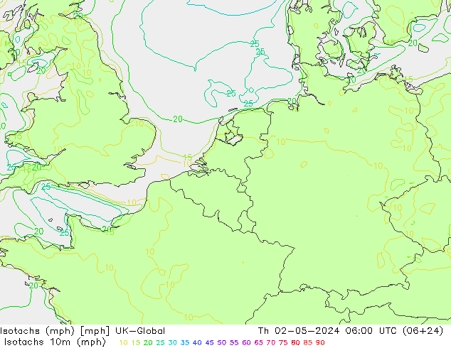 Isotachs (mph) UK-Global Th 02.05.2024 06 UTC