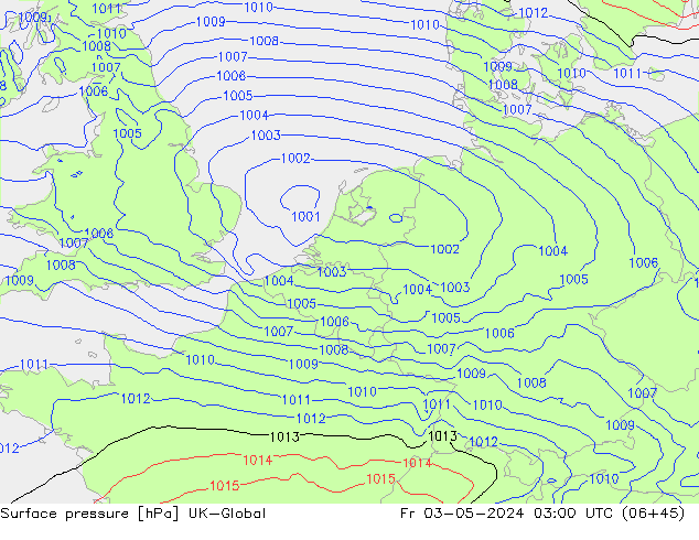 Surface pressure UK-Global Fr 03.05.2024 03 UTC