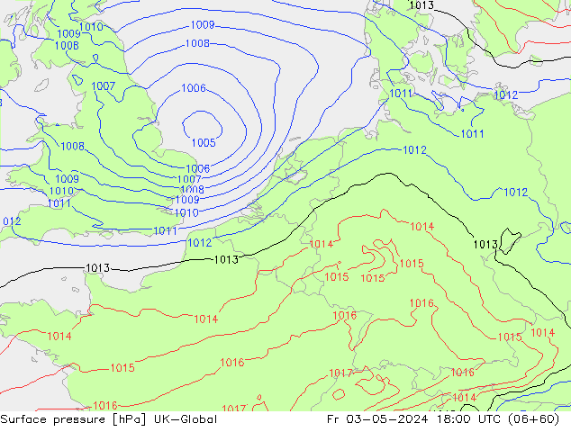 Atmosférický tlak UK-Global Pá 03.05.2024 18 UTC