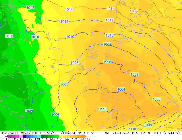 Schichtdicke 850-1000 hPa UK-Global Mi 01.05.2024 12 UTC