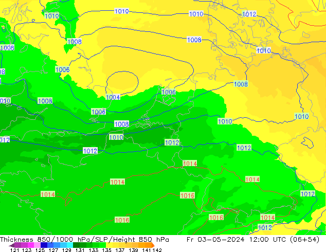 Thck 850-1000 гПа UK-Global пт 03.05.2024 12 UTC