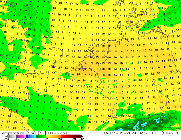 Temperatuurkaart (2m) UK-Global do 02.05.2024 03 UTC