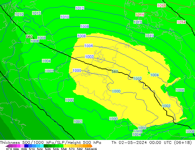 Thck 500-1000hPa UK-Global Th 02.05.2024 00 UTC