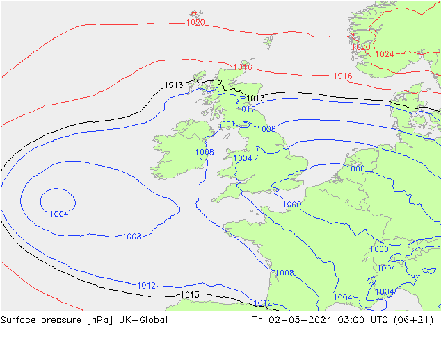 Surface pressure UK-Global Th 02.05.2024 03 UTC