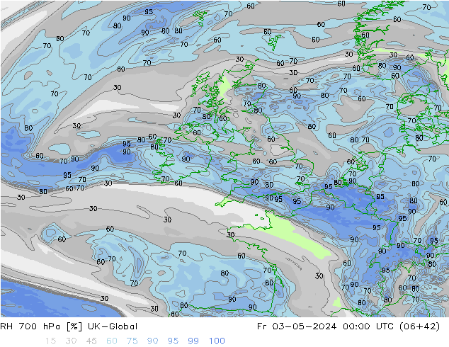 RH 700 hPa UK-Global pt. 03.05.2024 00 UTC