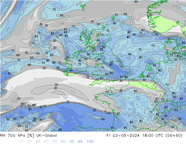 RH 700 hPa UK-Global Fr 03.05.2024 18 UTC