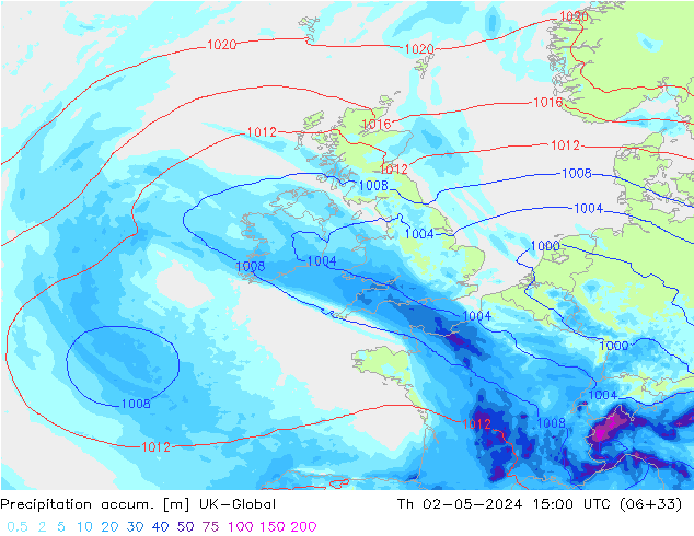 Precipitación acum. UK-Global jue 02.05.2024 15 UTC