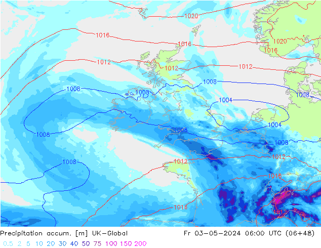 Precipitation accum. UK-Global Sex 03.05.2024 06 UTC