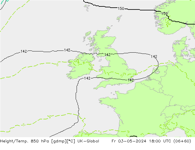 Height/Temp. 850 hPa UK-Global Fr 03.05.2024 18 UTC