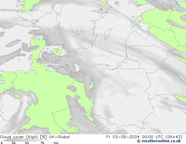 Nuages (élevé) UK-Global ven 03.05.2024 00 UTC