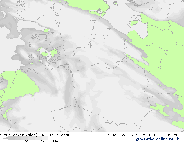 Cloud cover (high) UK-Global Fr 03.05.2024 18 UTC