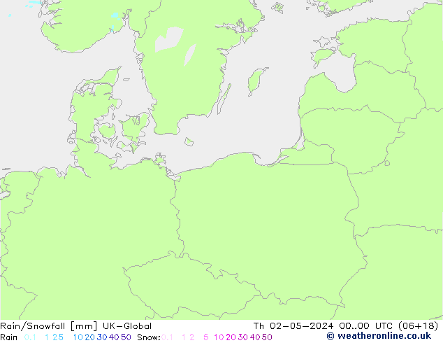 Rain/Snowfall UK-Global Th 02.05.2024 00 UTC