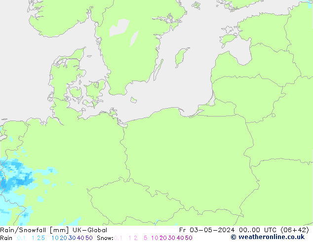 Rain/Snowfall UK-Global ven 03.05.2024 00 UTC