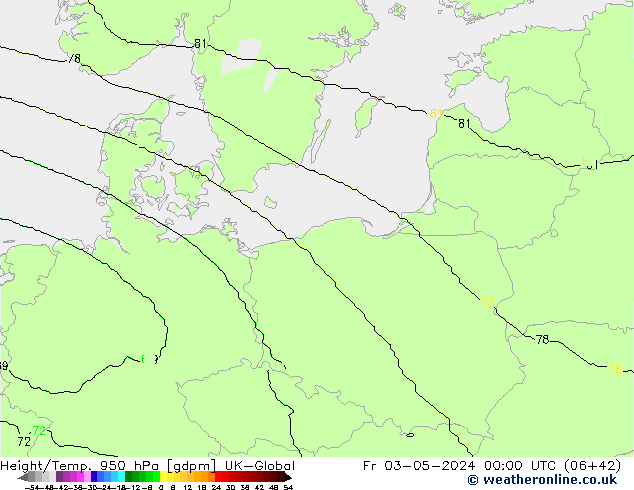 Height/Temp. 950 hPa UK-Global Fr 03.05.2024 00 UTC