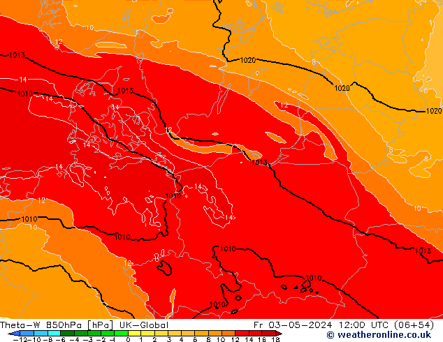 Theta-W 850hPa UK-Global  03.05.2024 12 UTC
