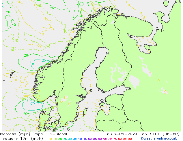 Isotachen (mph) UK-Global Fr 03.05.2024 18 UTC