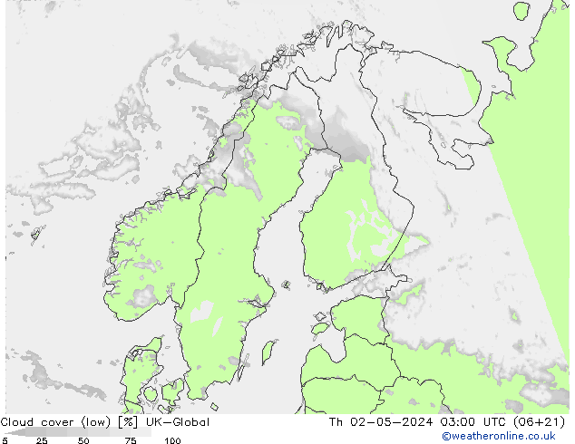 zachmurzenie (niskie) UK-Global czw. 02.05.2024 03 UTC