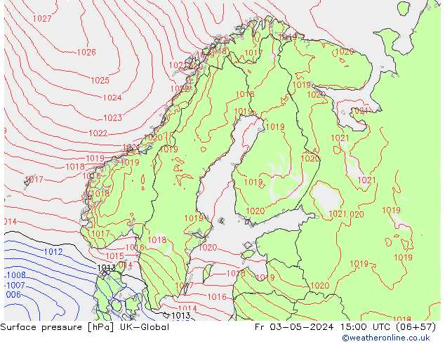 Surface pressure UK-Global Fr 03.05.2024 15 UTC