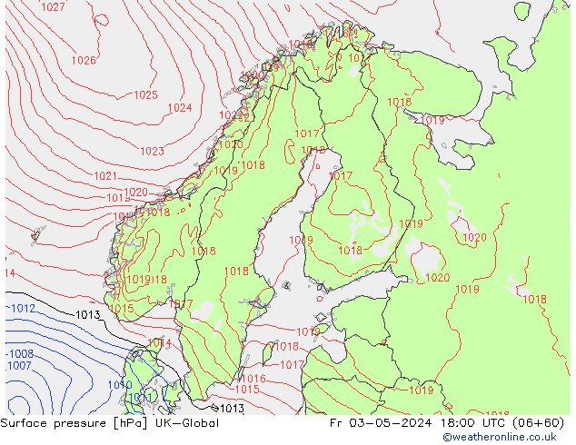 Atmosférický tlak UK-Global Pá 03.05.2024 18 UTC