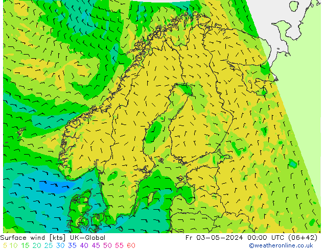 Vento 10 m UK-Global Sex 03.05.2024 00 UTC