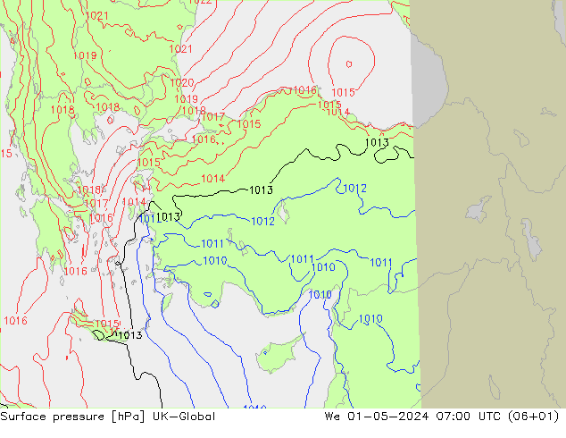 приземное давление UK-Global ср 01.05.2024 07 UTC