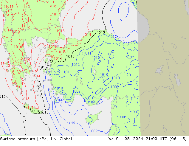 приземное давление UK-Global ср 01.05.2024 21 UTC