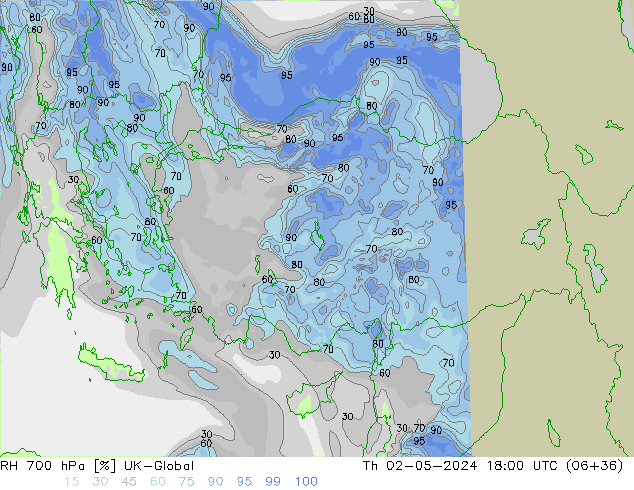 RH 700 гПа UK-Global чт 02.05.2024 18 UTC