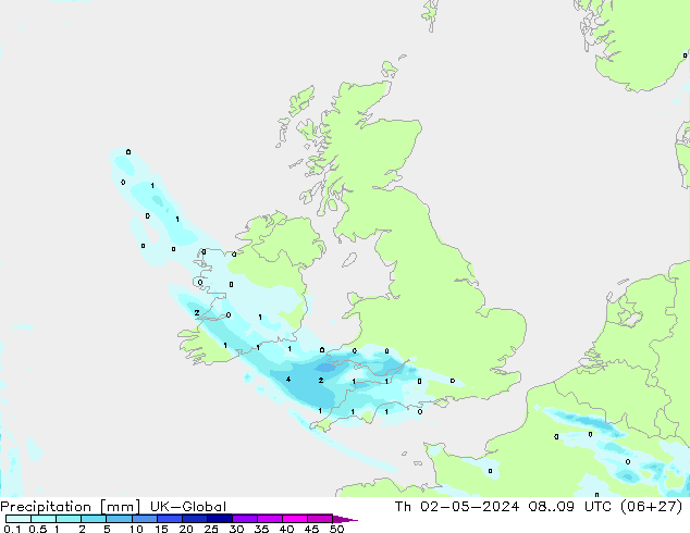 Precipitación UK-Global jue 02.05.2024 09 UTC