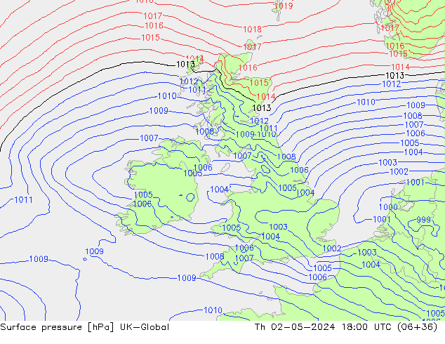 Surface pressure UK-Global Th 02.05.2024 18 UTC