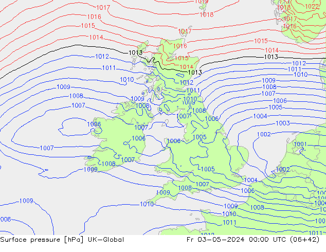 Surface pressure UK-Global Fr 03.05.2024 00 UTC