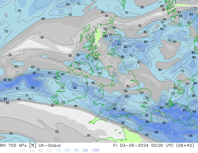 RH 700 hPa UK-Global Sex 03.05.2024 00 UTC