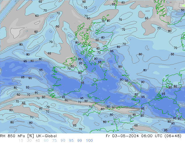 RH 850 hPa UK-Global Pá 03.05.2024 06 UTC