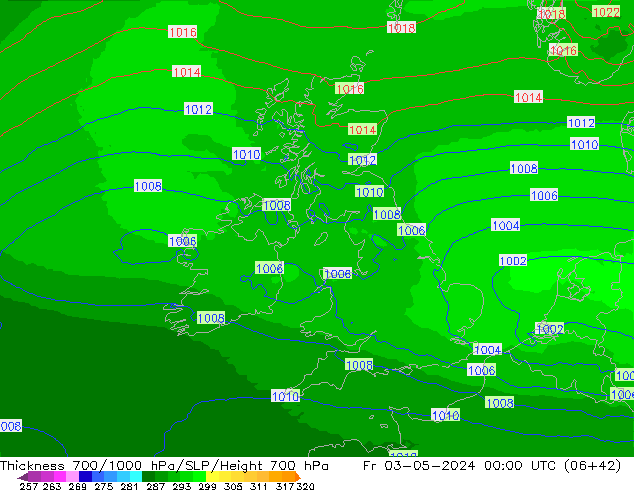 Thck 700-1000 hPa UK-Global Fr 03.05.2024 00 UTC