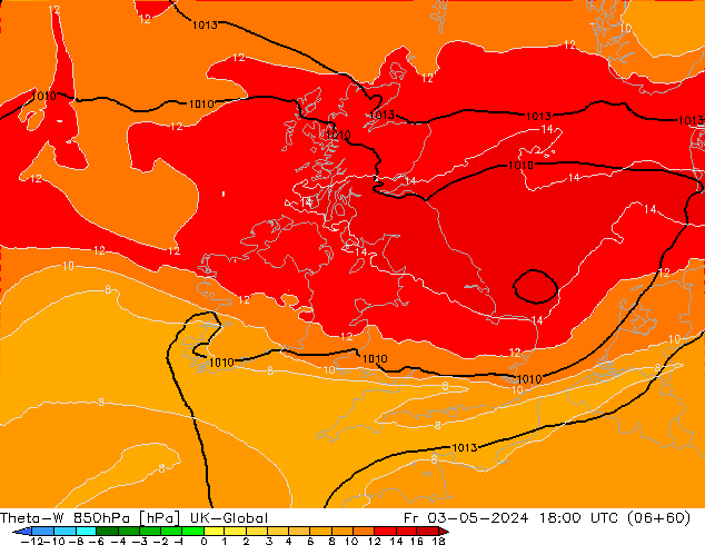 Theta-W 850hPa UK-Global ven 03.05.2024 18 UTC