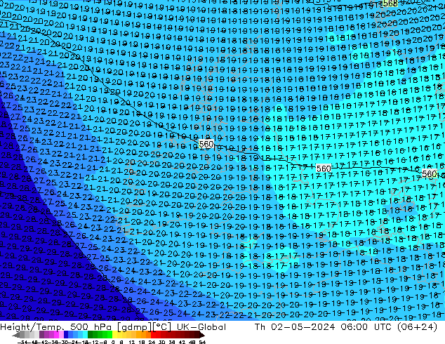 Yükseklik/Sıc. 500 hPa UK-Global Per 02.05.2024 06 UTC