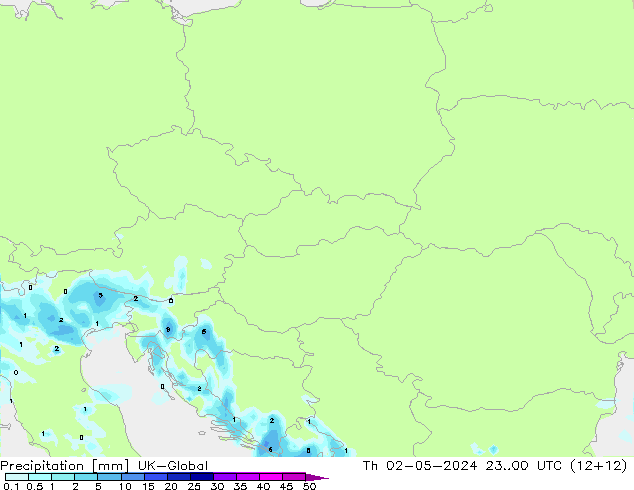 Precipitation UK-Global Th 02.05.2024 00 UTC
