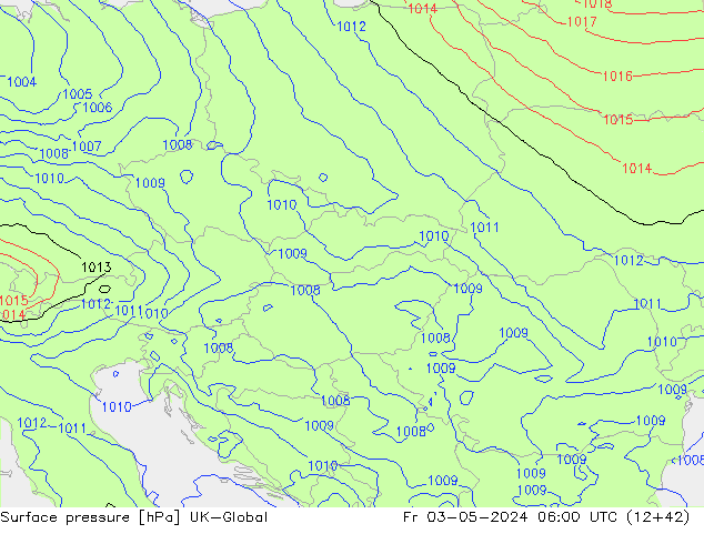 Presión superficial UK-Global vie 03.05.2024 06 UTC