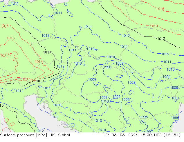 Pressione al suolo UK-Global ven 03.05.2024 18 UTC