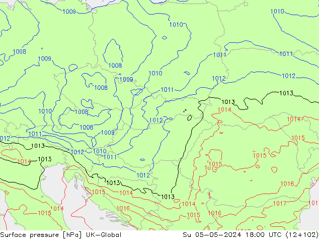 Surface pressure UK-Global Su 05.05.2024 18 UTC