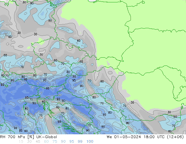 RH 700 hPa UK-Global mer 01.05.2024 18 UTC