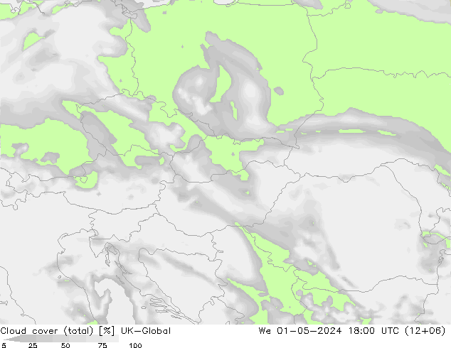 Cloud cover (total) UK-Global St 01.05.2024 18 UTC